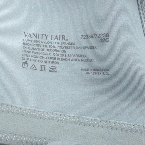 Vanity Fair Bra Size 42C Gray Comfort Support Underwire Adjustable Strap New - Picture 6 of 6